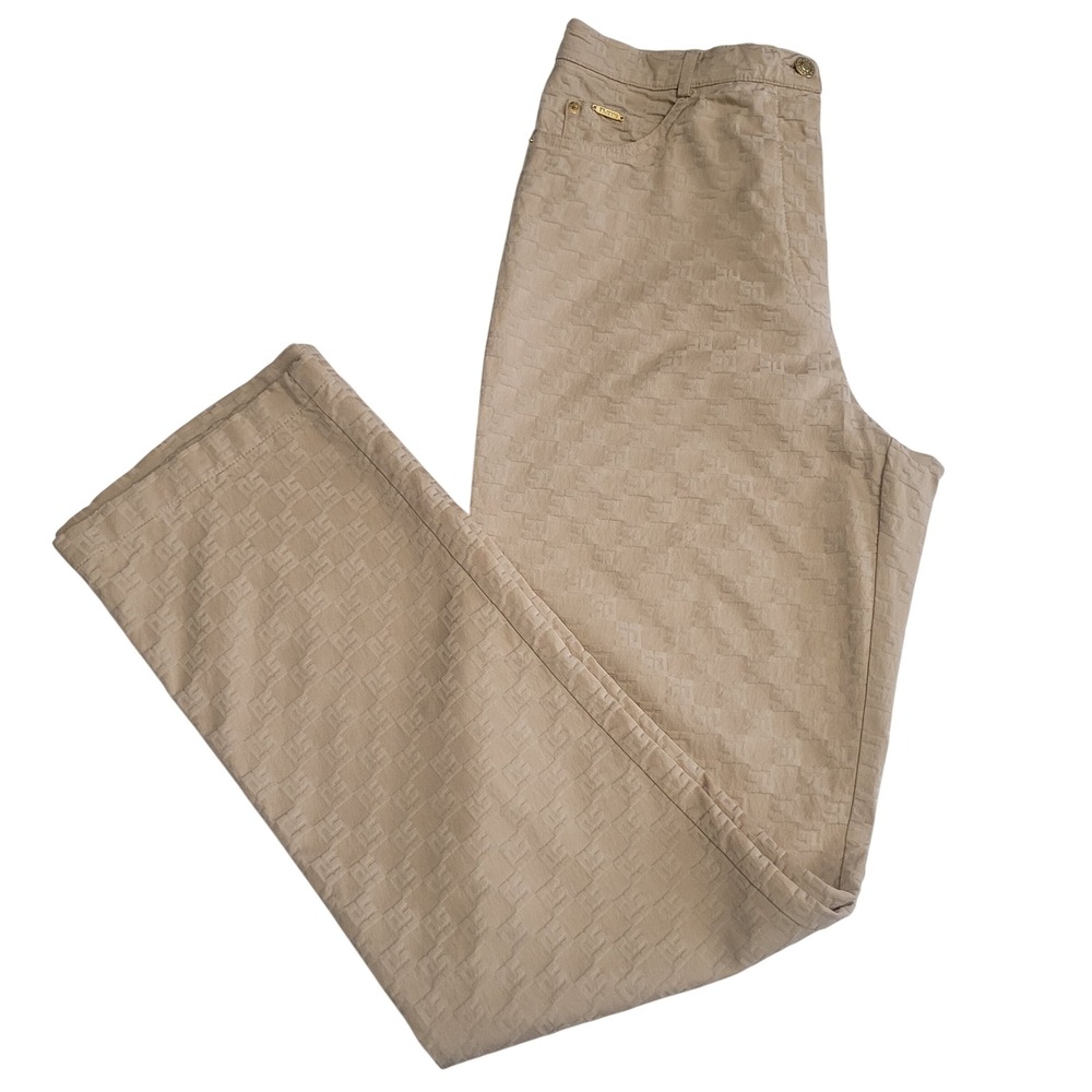 ST. JOHN SPORT by Marie Gray Beige Monogrammed Trousers Pants Women's‎ Size 10